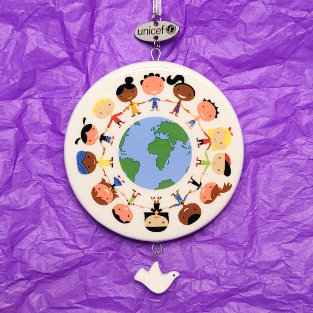 UNICEF Kids Around The World Medallion Ceramic Ornament with Dove
